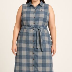 Tommy Hilfiger Sleeveless Button-Front Belted Dress – Size 16